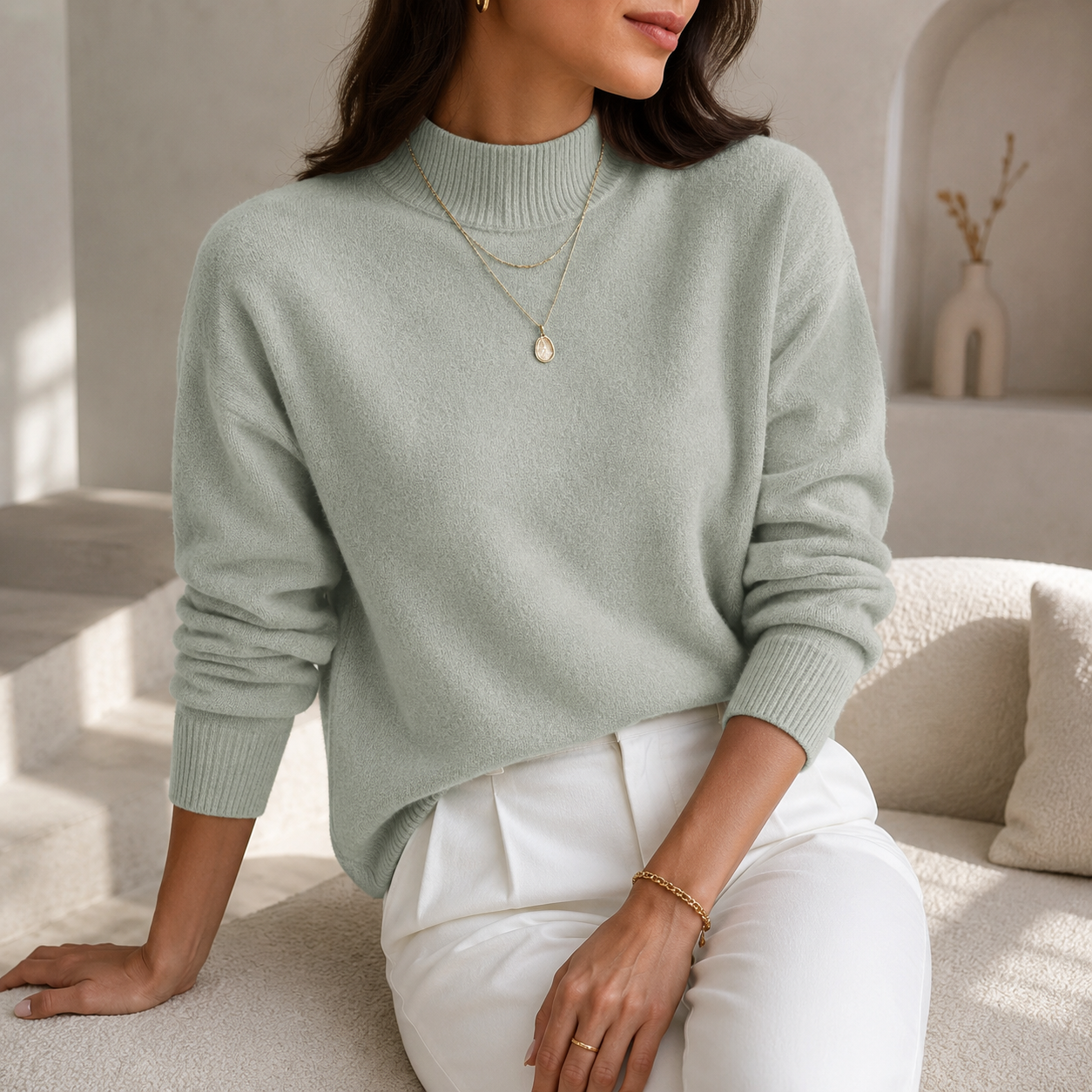 Women’s Relaxed Mock Neck Knit Jumper