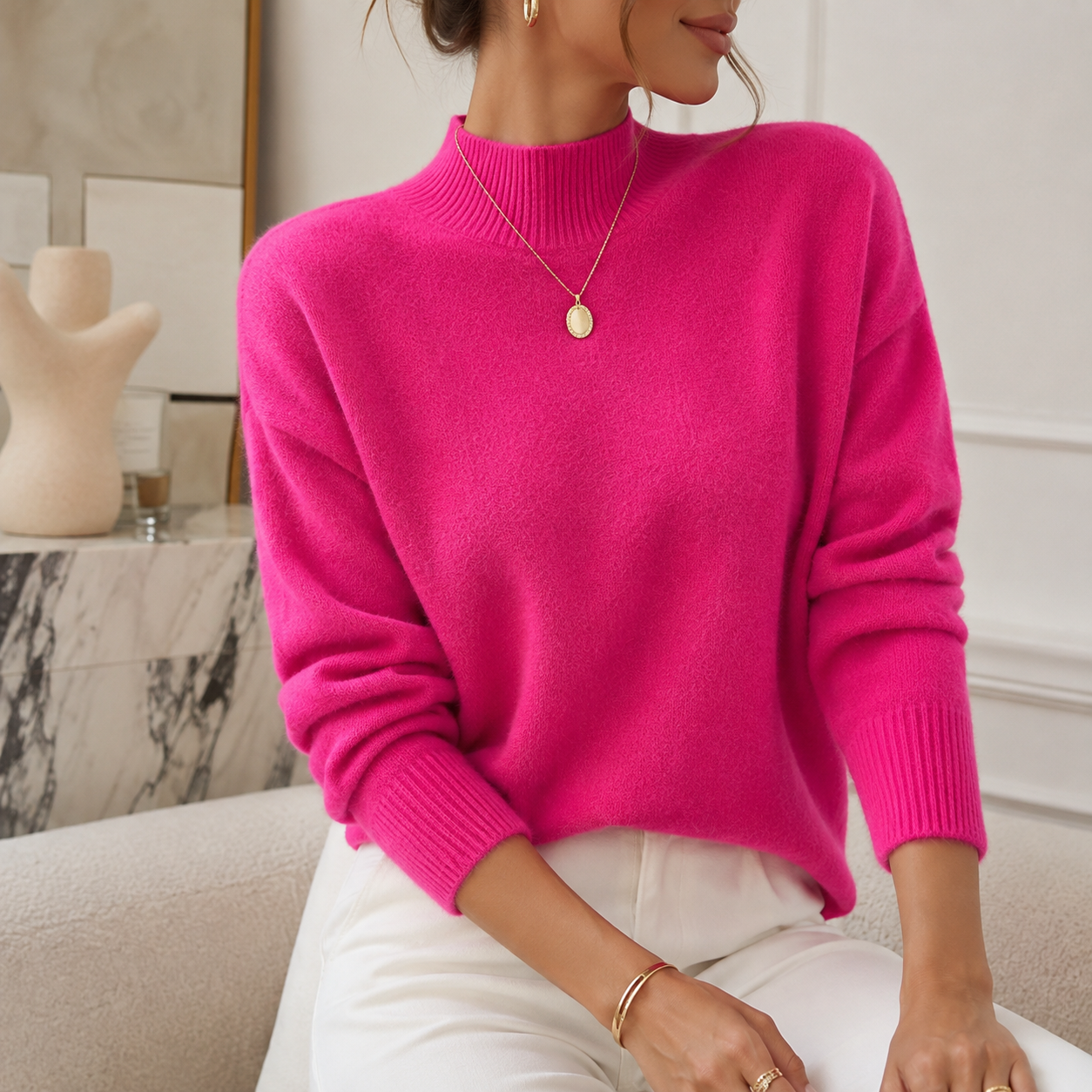 Women’s Relaxed Mock Neck Knit Jumper