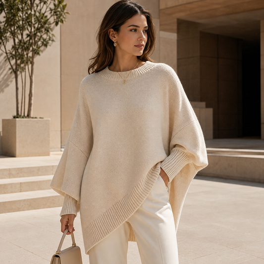 Women’s Oversized Asymmetric Poncho Jumper