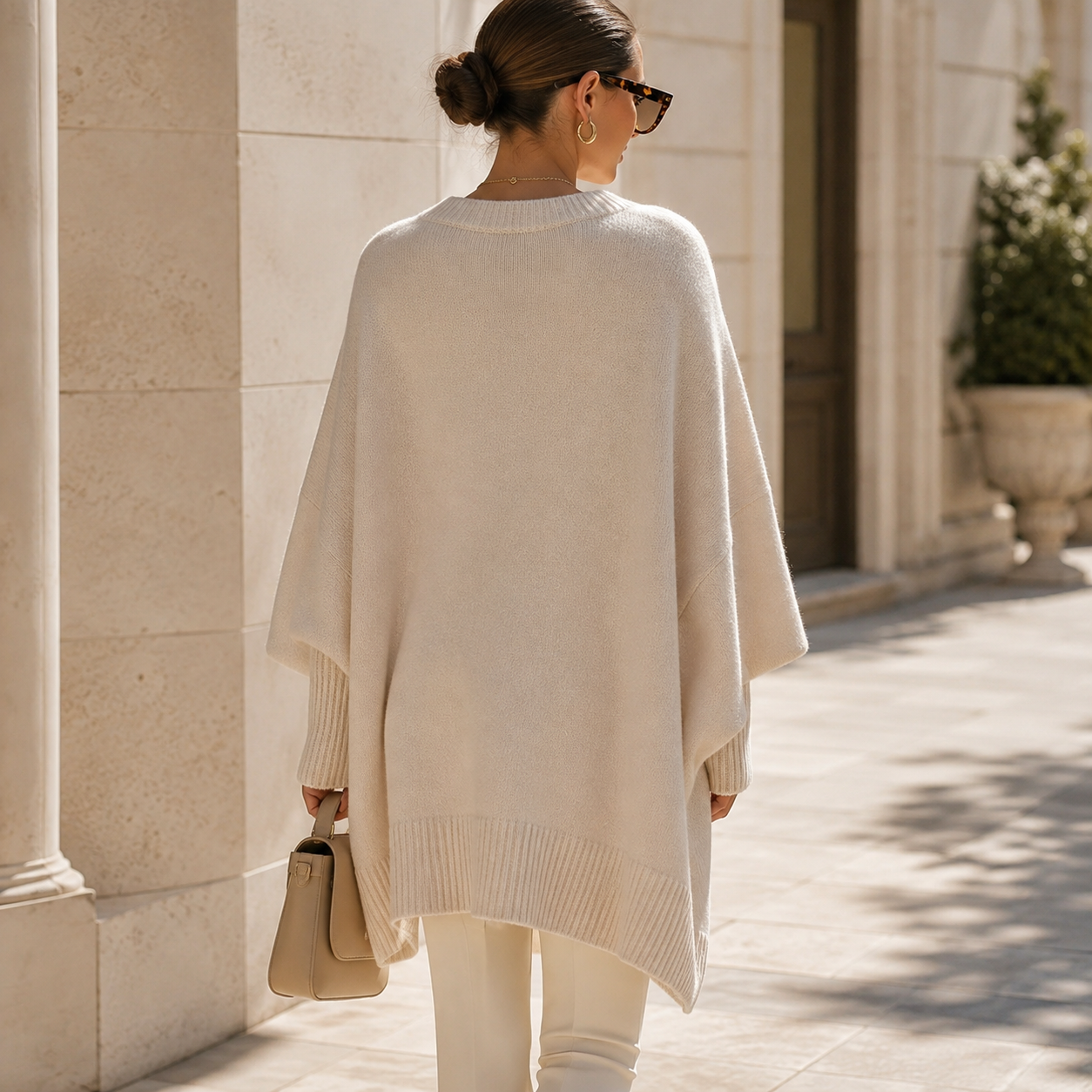 Women’s Oversized Asymmetric Poncho Jumper