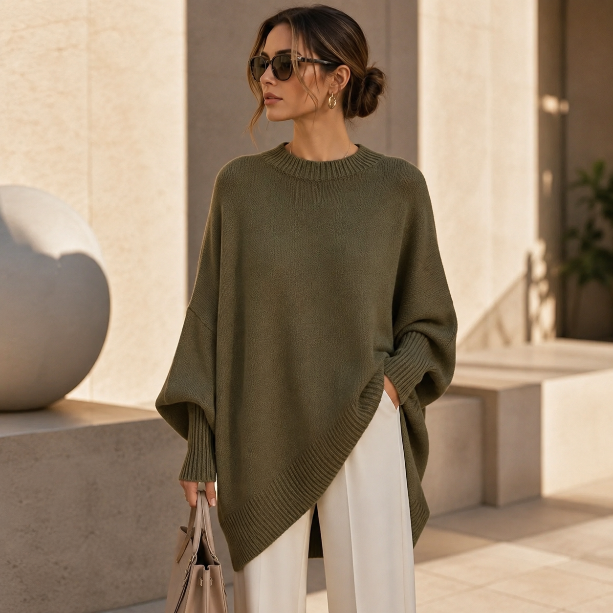 Women’s Oversized Asymmetric Poncho Jumper