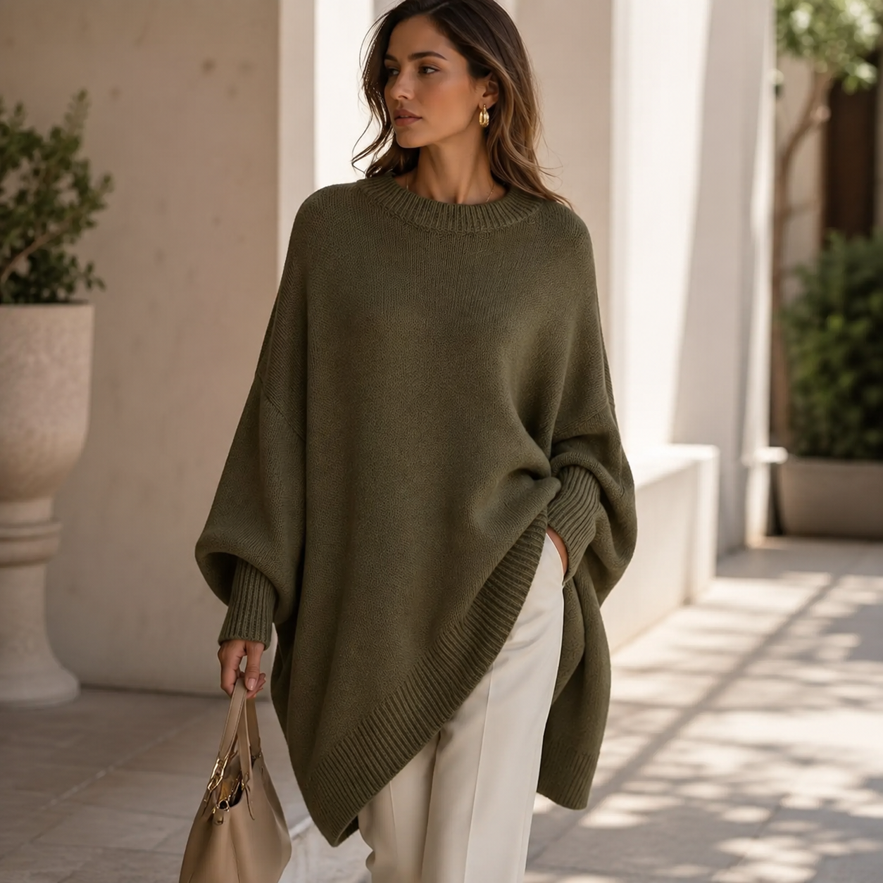 Women’s Oversized Asymmetric Poncho Jumper