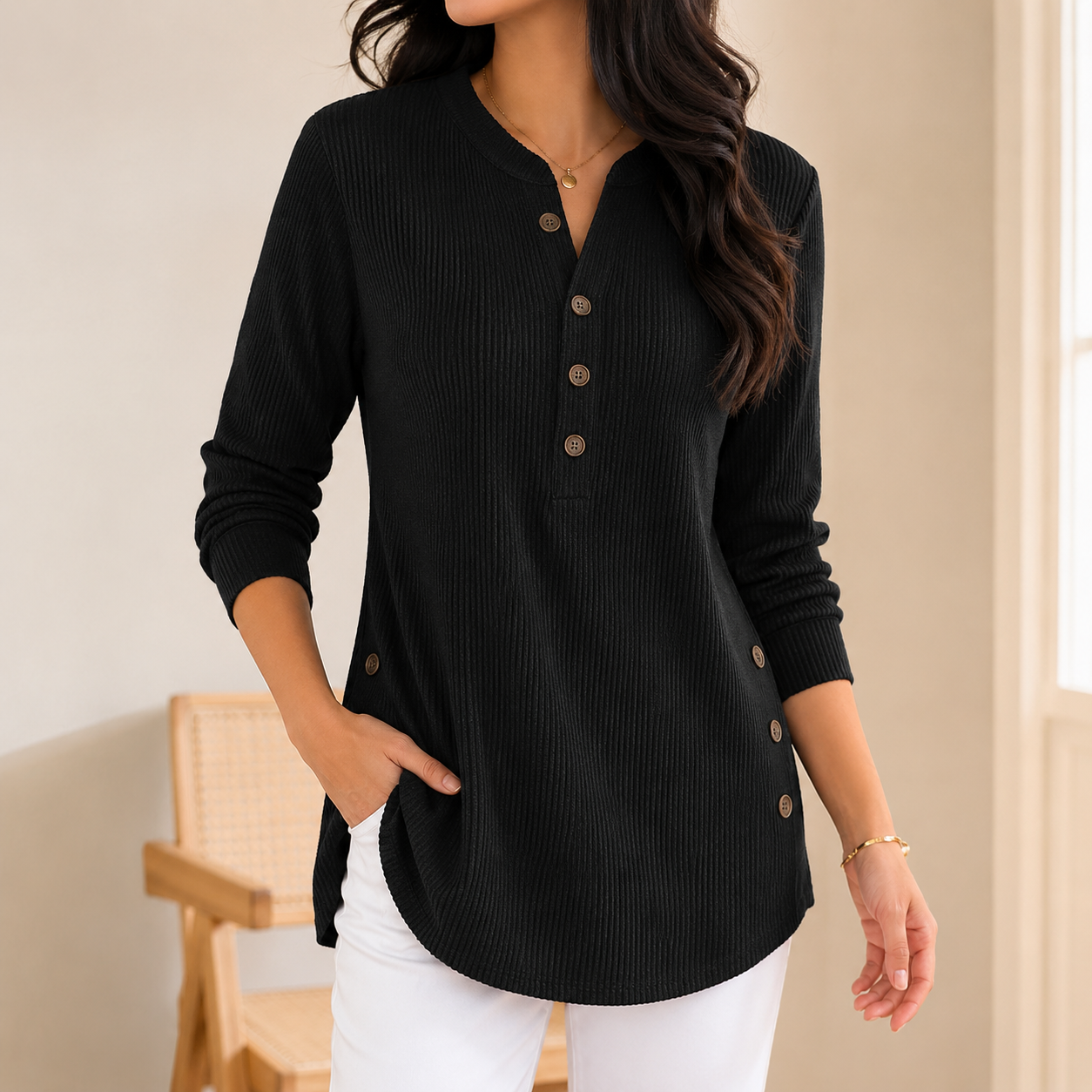Women's Relaxed Fit Ribbed Tunic