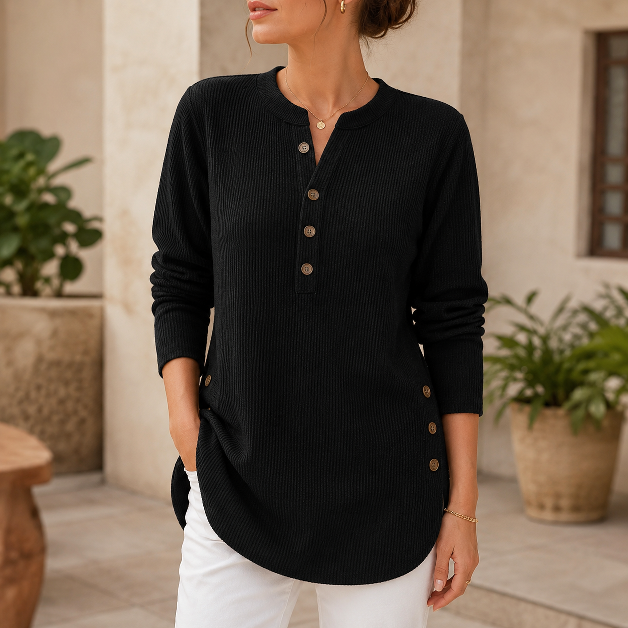 Women's Relaxed Fit Ribbed Tunic