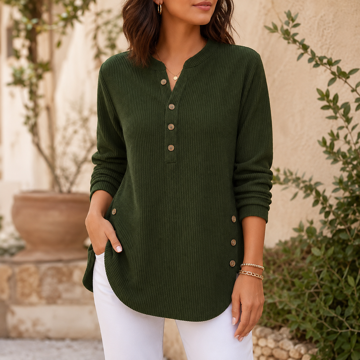 Women's Relaxed Fit Ribbed Tunic