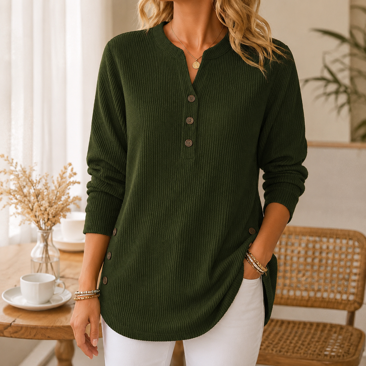 Women's Relaxed Fit Ribbed Tunic