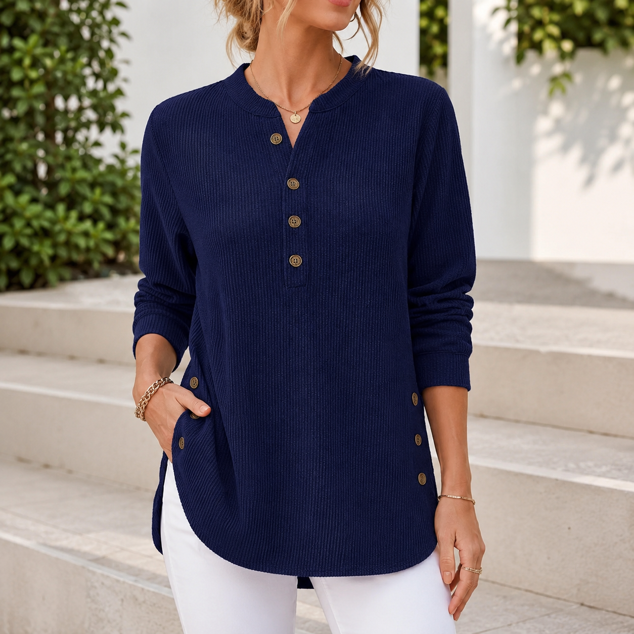 Women's Relaxed Fit Ribbed Tunic