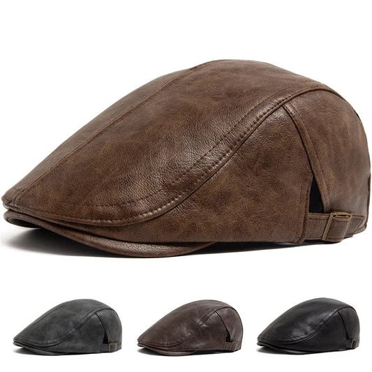 Windsor Faux Leather Flat Cap