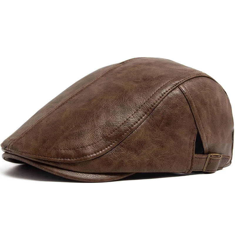 Windsor Faux Leather Flat Cap