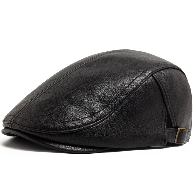 Windsor Faux Leather Flat Cap