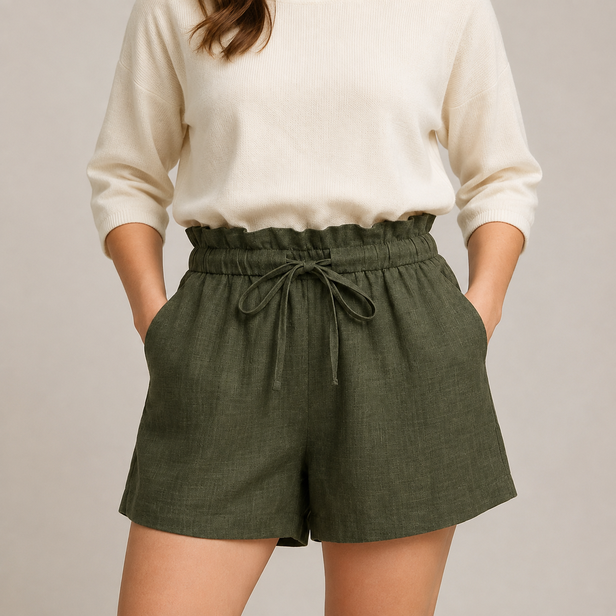 Women’s Drawstring Waist Shorts with Side Pockets