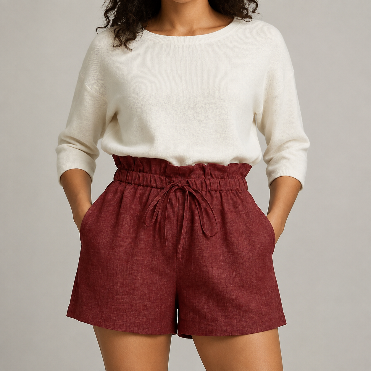 Women’s Drawstring Waist Shorts with Side Pockets