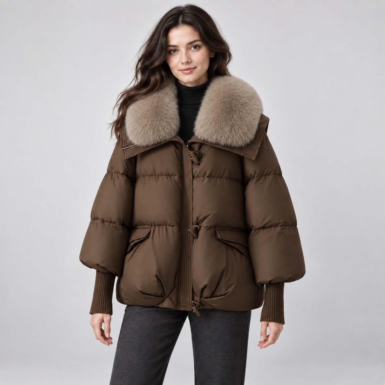 Women’s Faux-Fur Collar Hooded Puffer Jacket