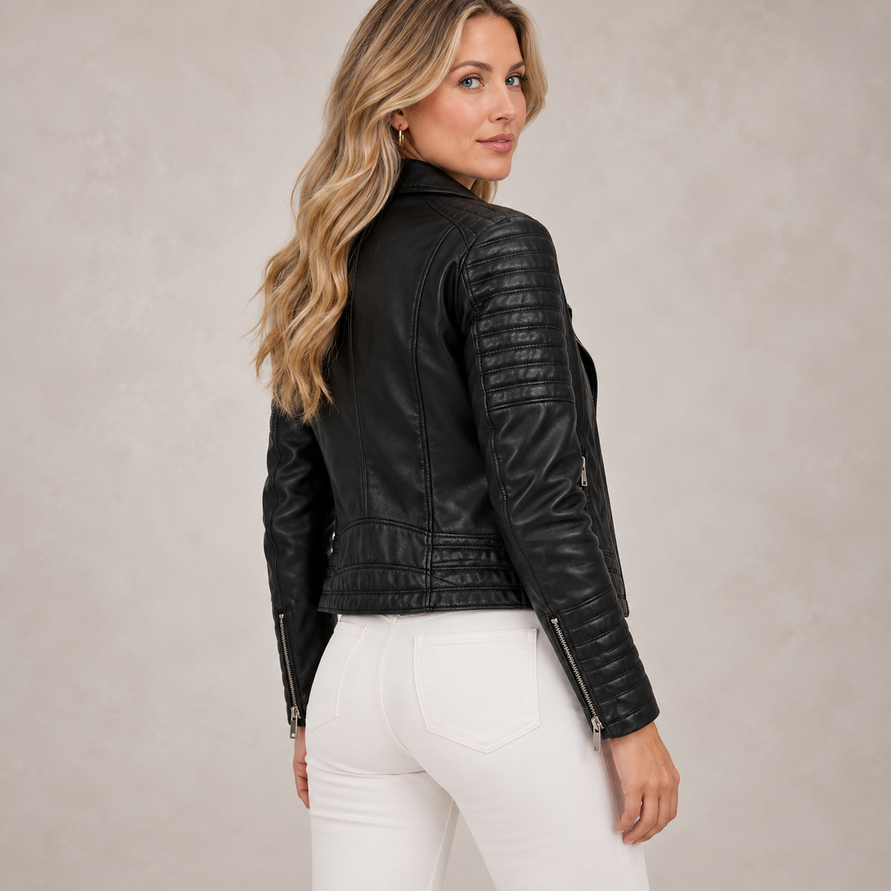 Women's Leather Biker Jacket