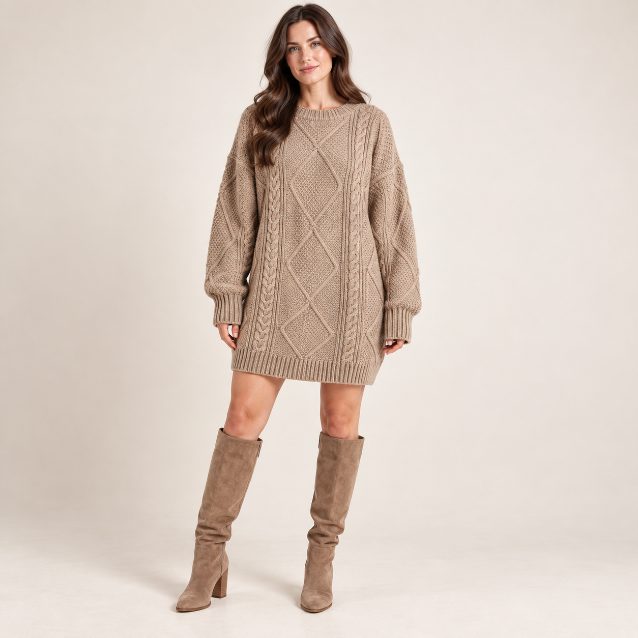 Women’s Oversized Cable Knit Jumper Dress