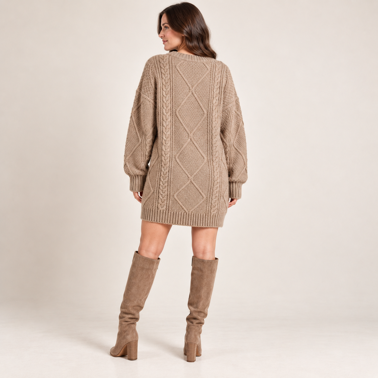 Women’s Oversized Cable Knit Jumper Dress