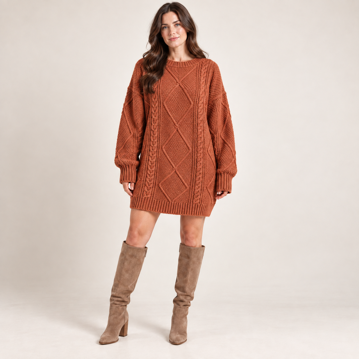 Women’s Oversized Cable Knit Jumper Dress