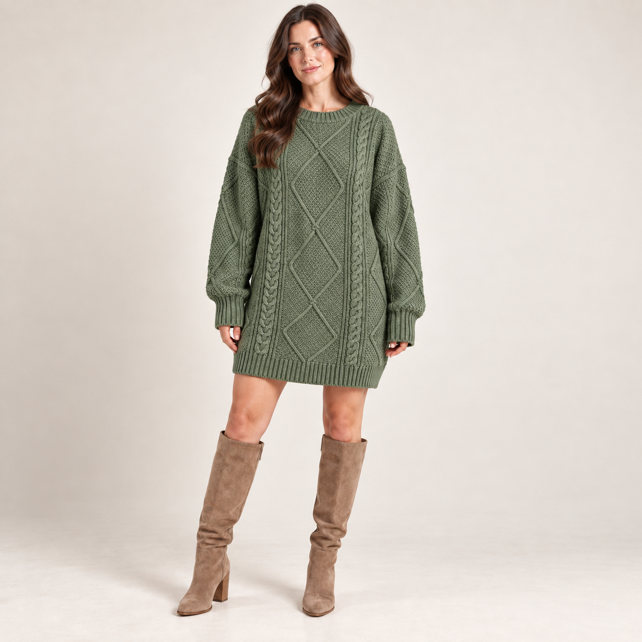 Women’s Oversized Cable Knit Jumper Dress