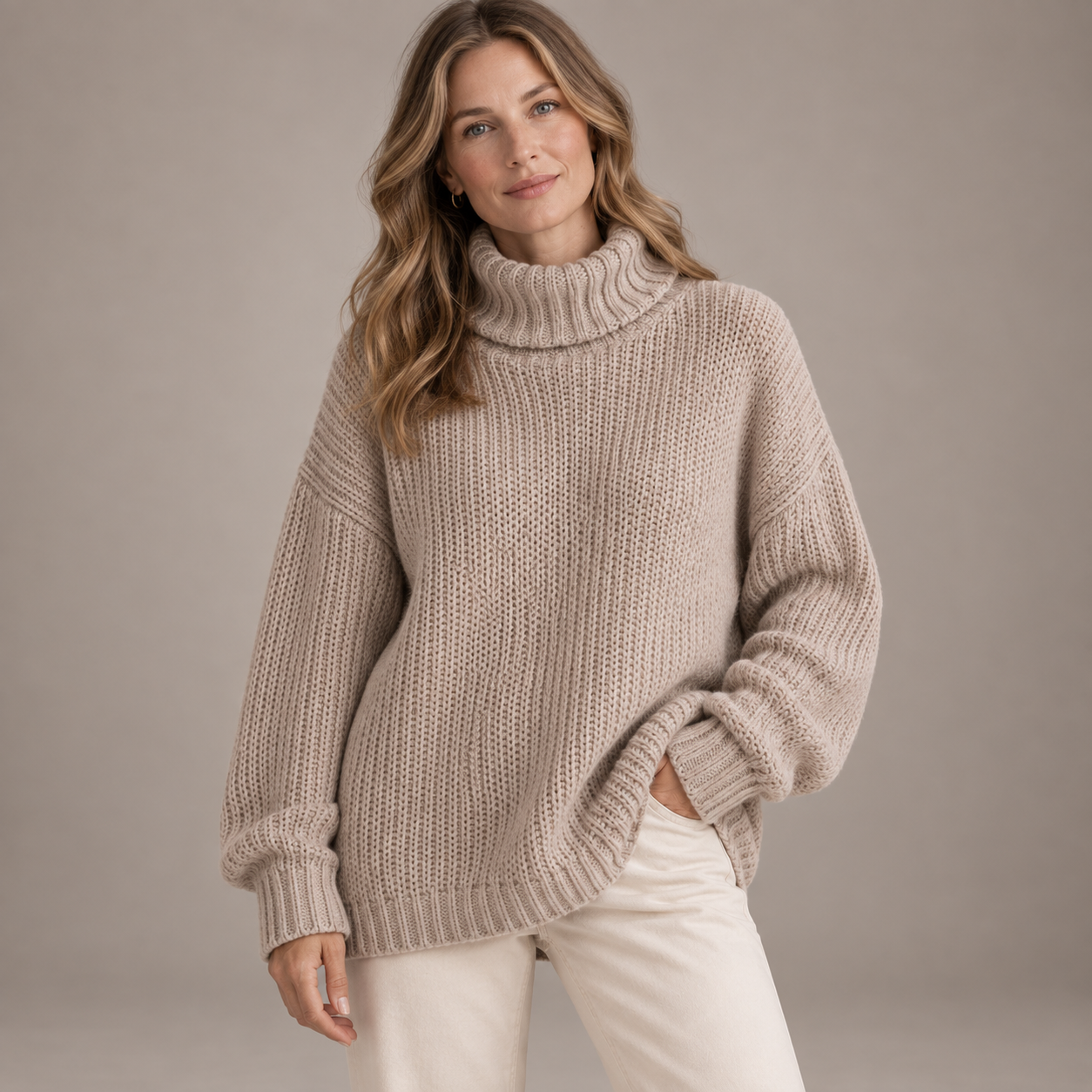 Women’s Oversized Chunky Turtleneck Knit Jumper