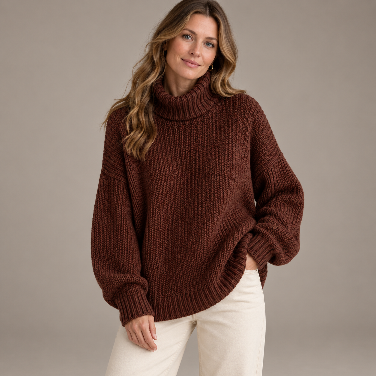 Women’s Oversized Chunky Turtleneck Knit Jumper