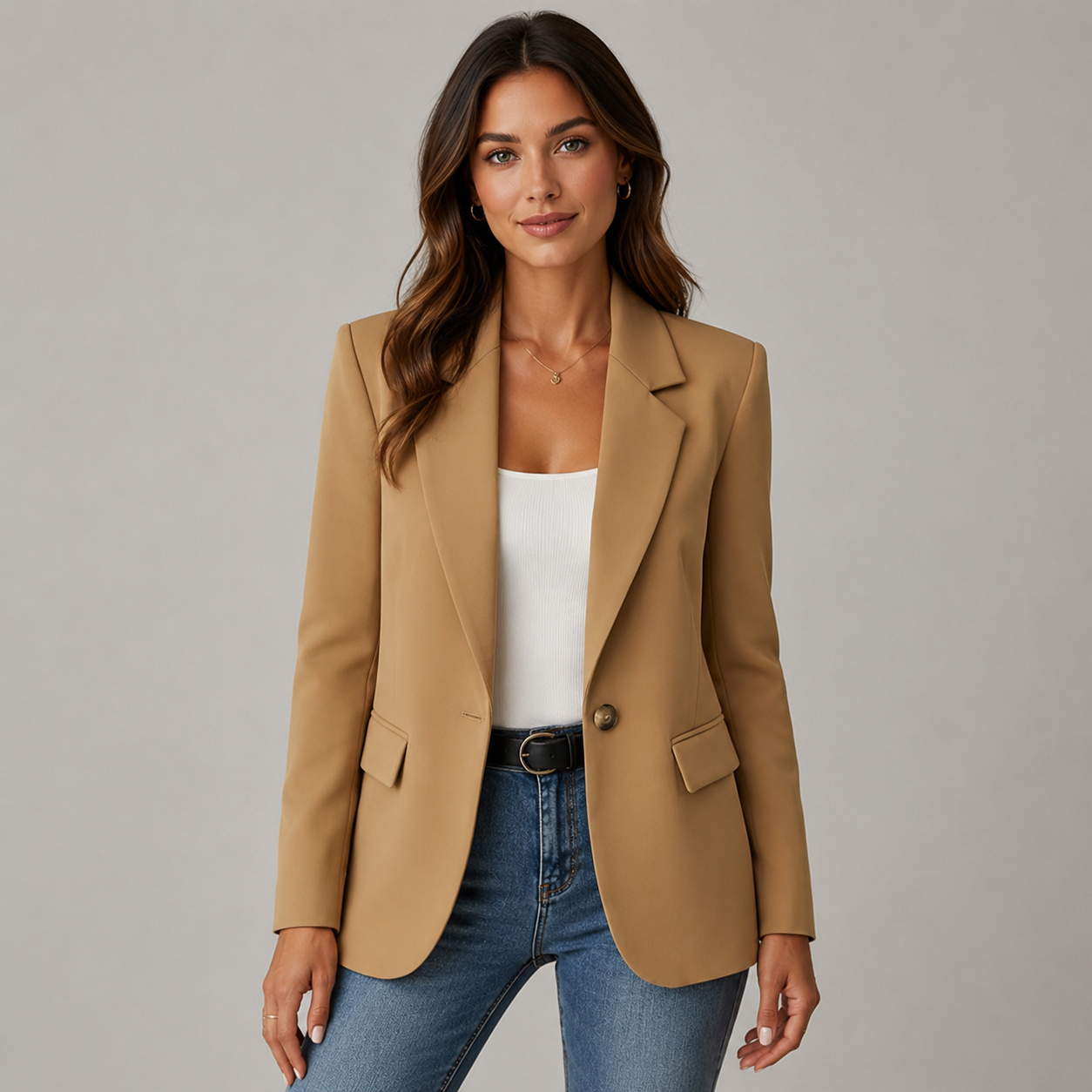 Women’s Single-Button Blazer with Notched Lapel