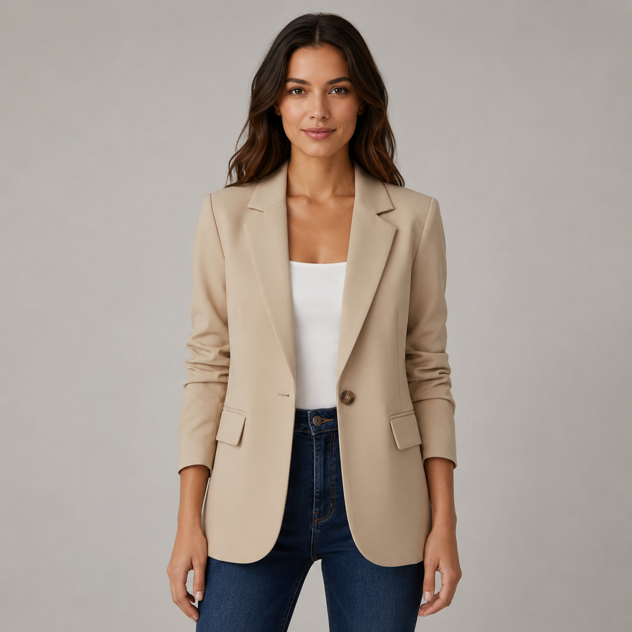 Women’s Single-Button Blazer with Notched Lapel