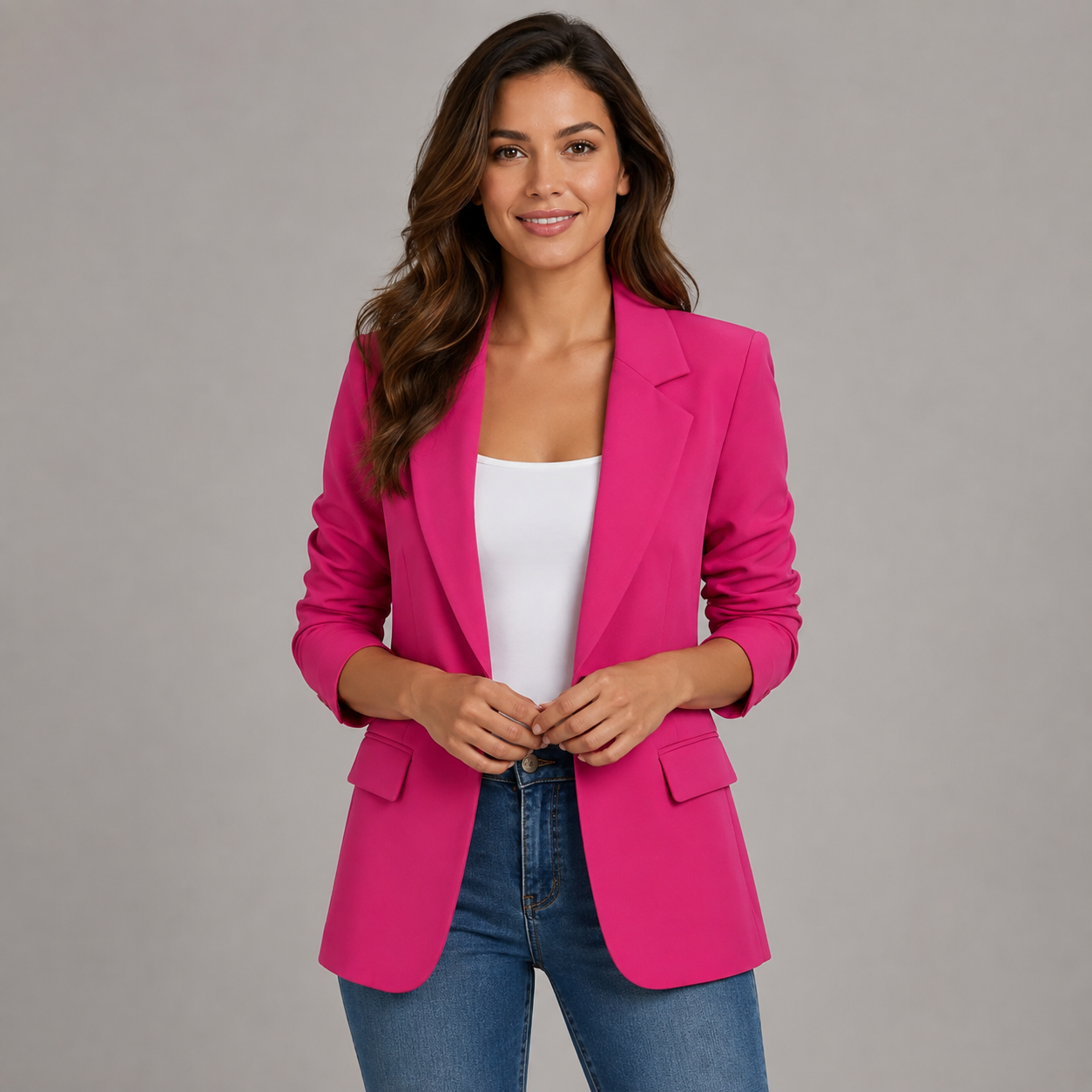 Women’s Single-Button Blazer with Notched Lapel