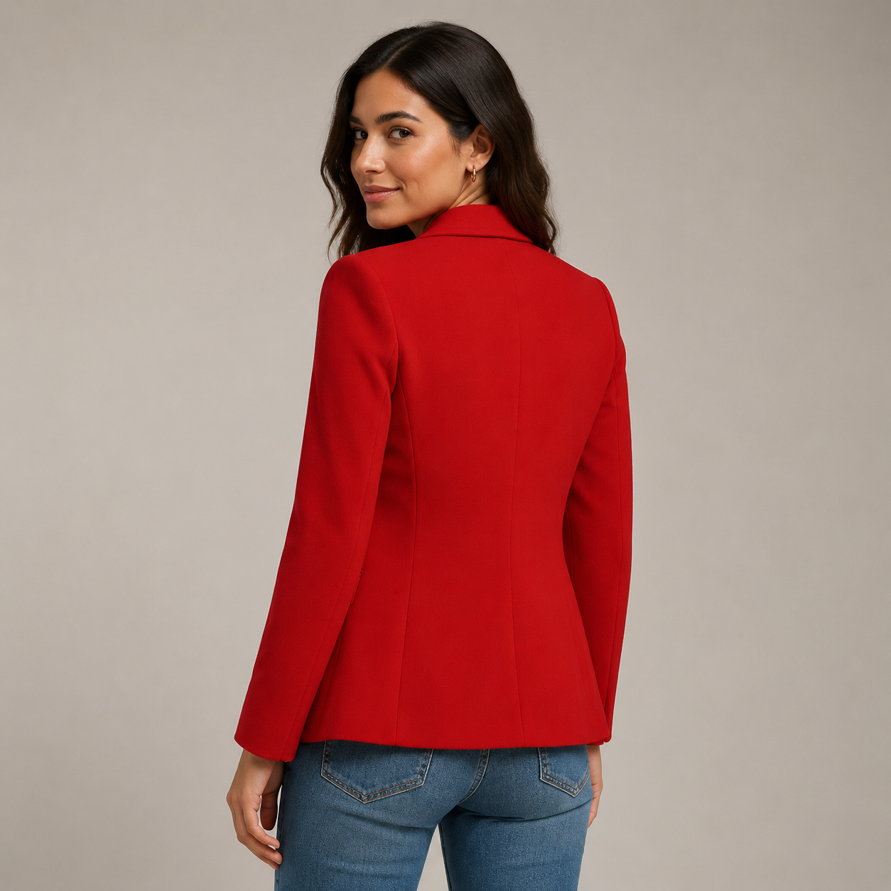 Women’s Single-Button Blazer with Notched Lapel