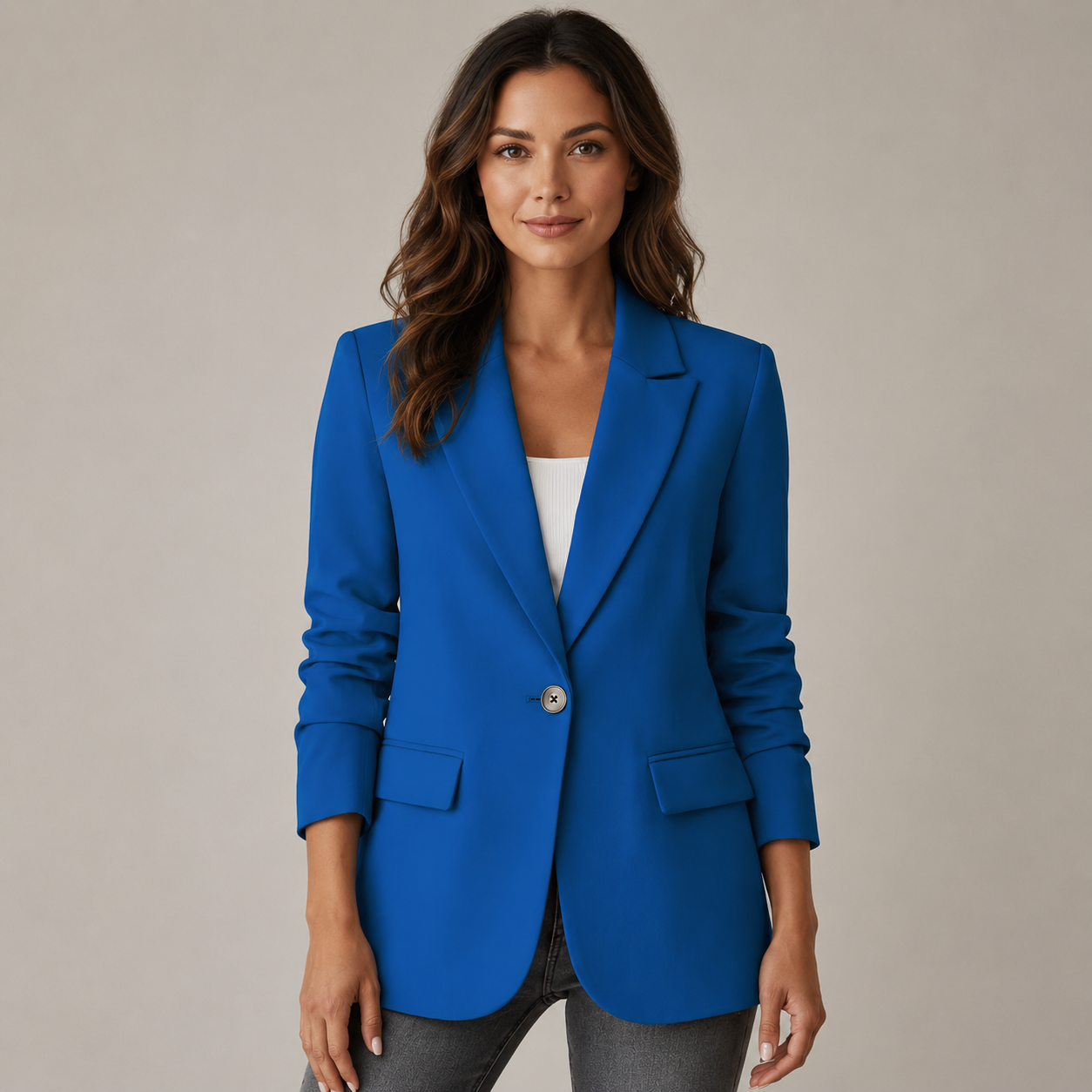 Women’s Single-Button Blazer with Notched Lapel