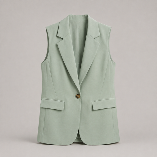 Women’s Sleeveless Notch Collar Blazer with Pockets