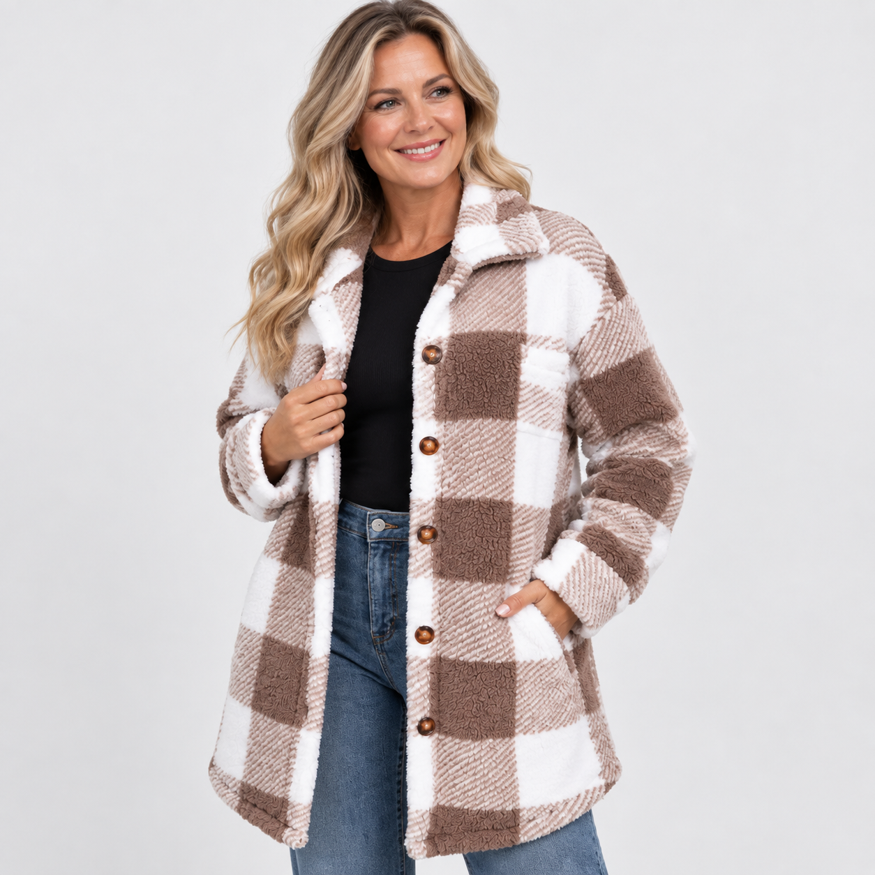 Women's Long Teddy Coat