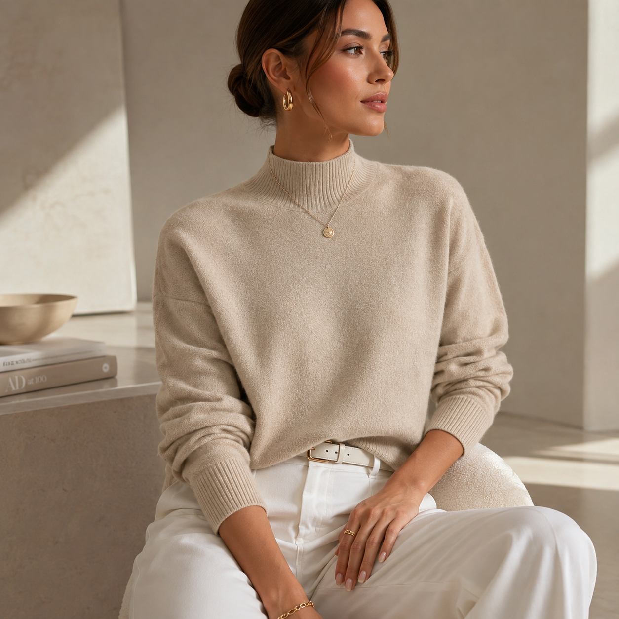 Women’s Relaxed Mock Neck Knit Jumper