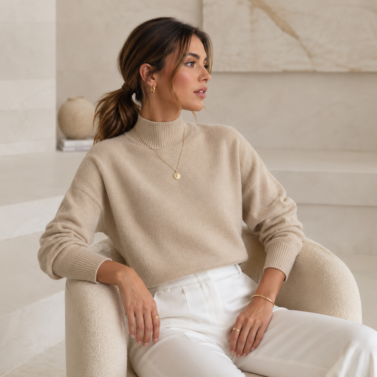 Women’s Relaxed Mock Neck Knit Jumper