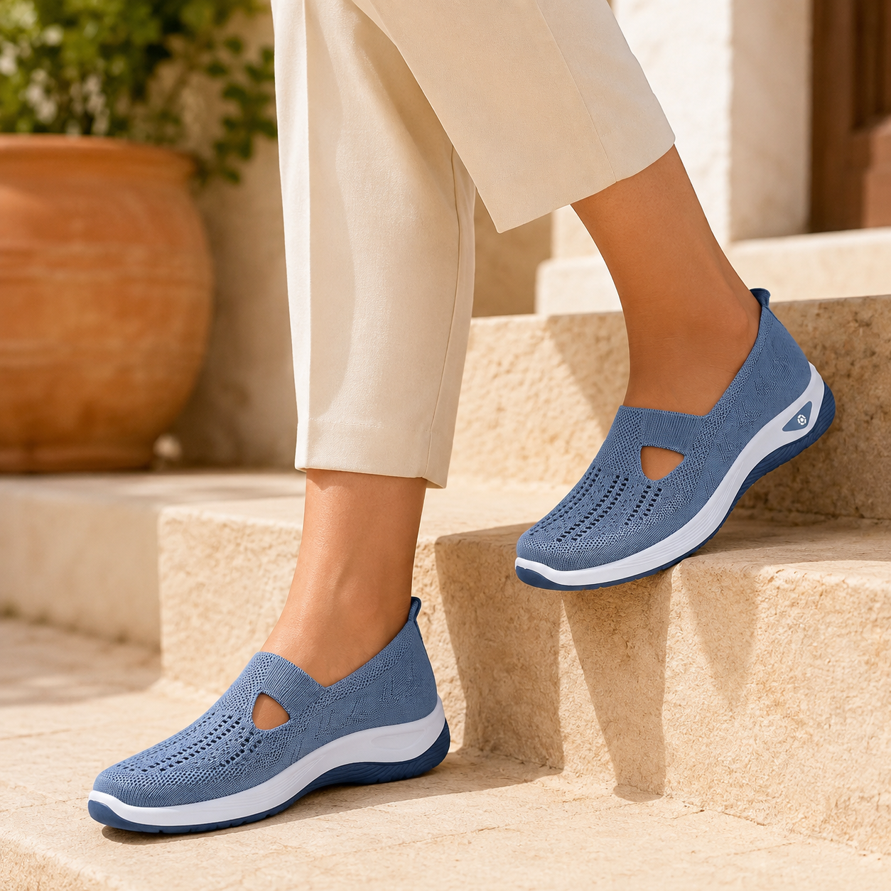 Women’s Cut-Out Knit Slip-On Trainers