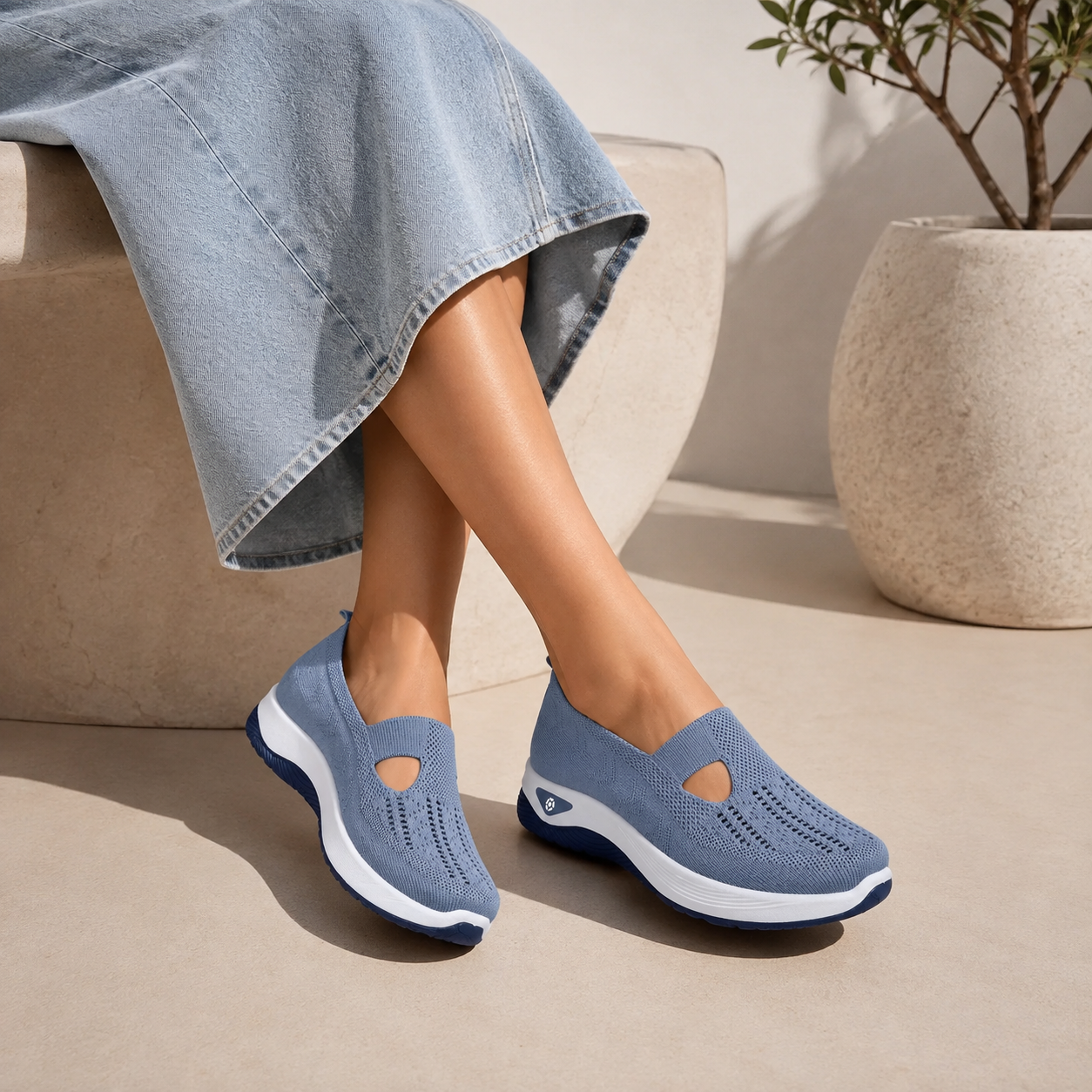 Women’s Cut-Out Knit Slip-On Trainers