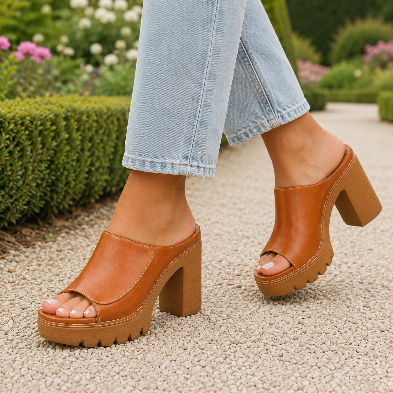 Women’s Chunky Platform Mule Heels