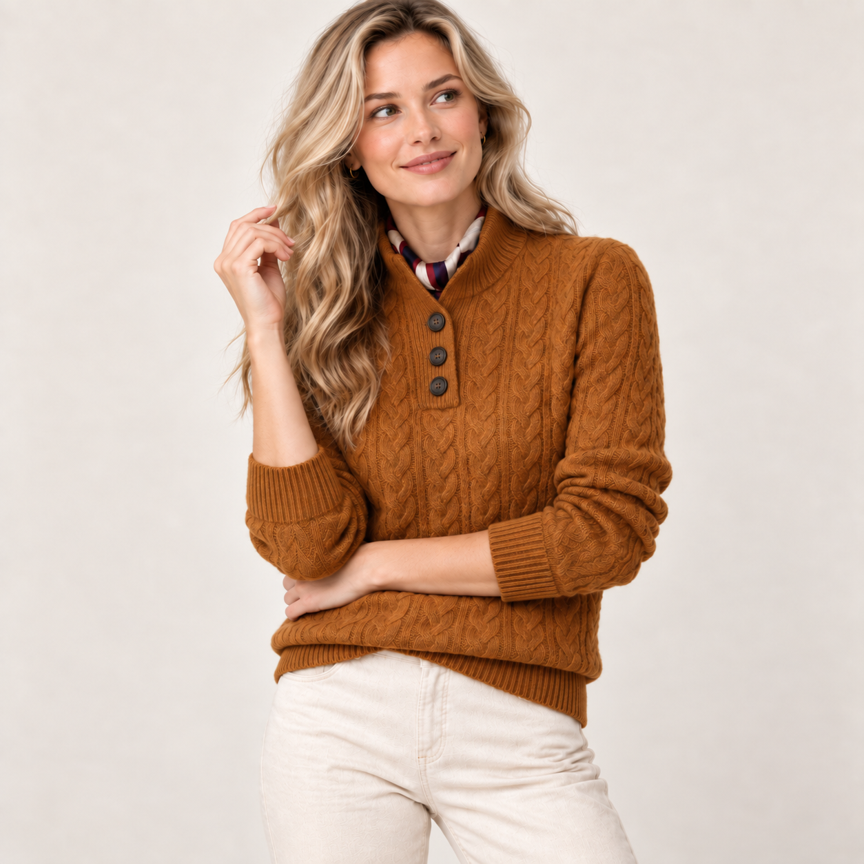 Women's Wool Blend Cable Knit Jumper