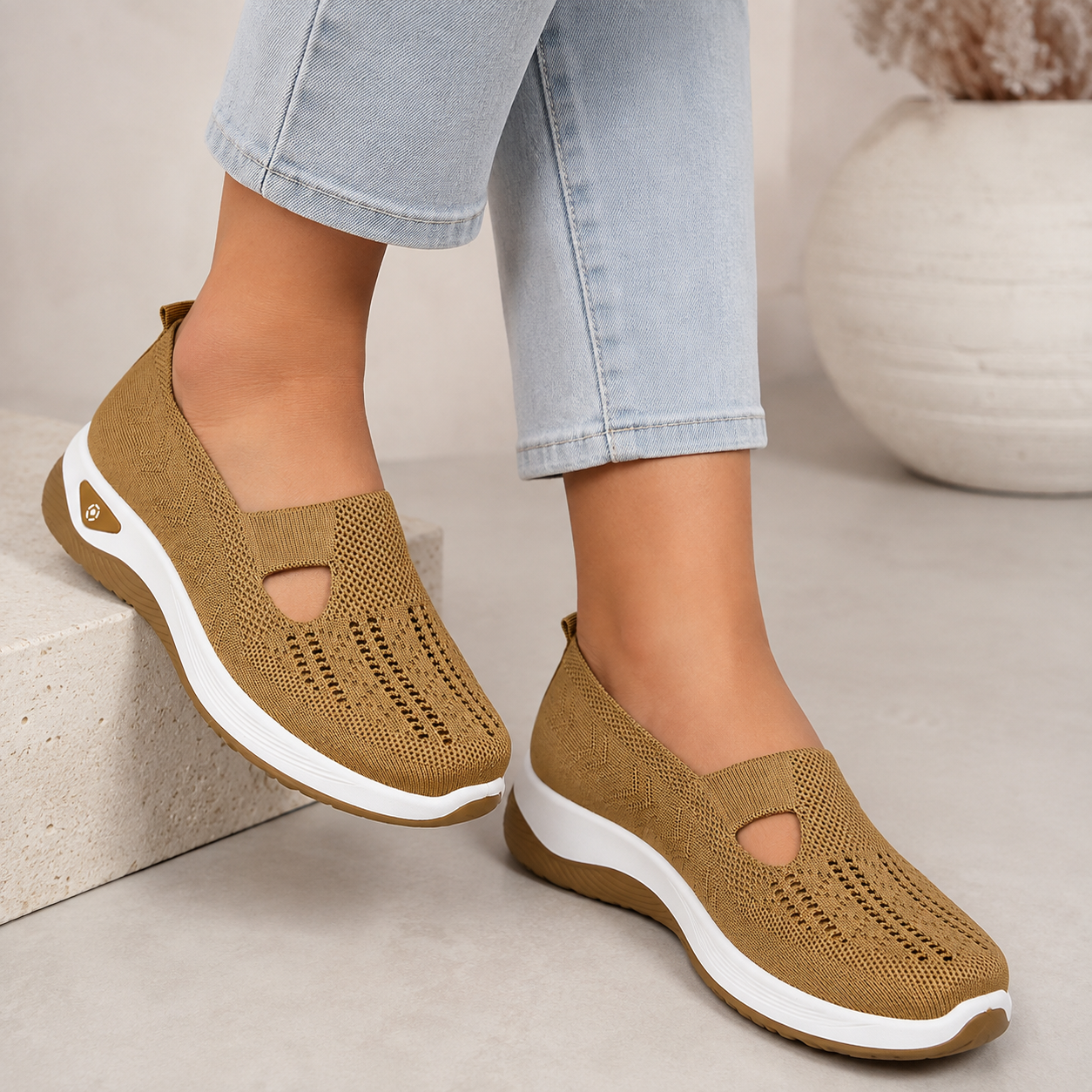 Women’s Cut-Out Knit Slip-On Trainers