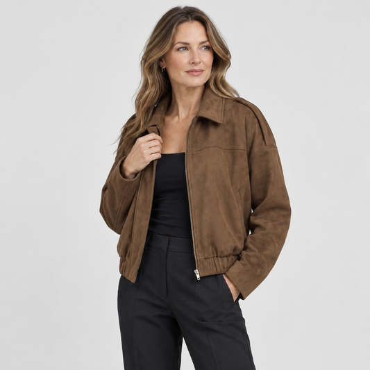 Women’s Soft Faux Suede Bomber Jacket