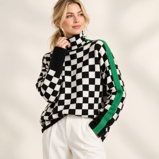 Women’s Striped High-Neck Knitted Jumper