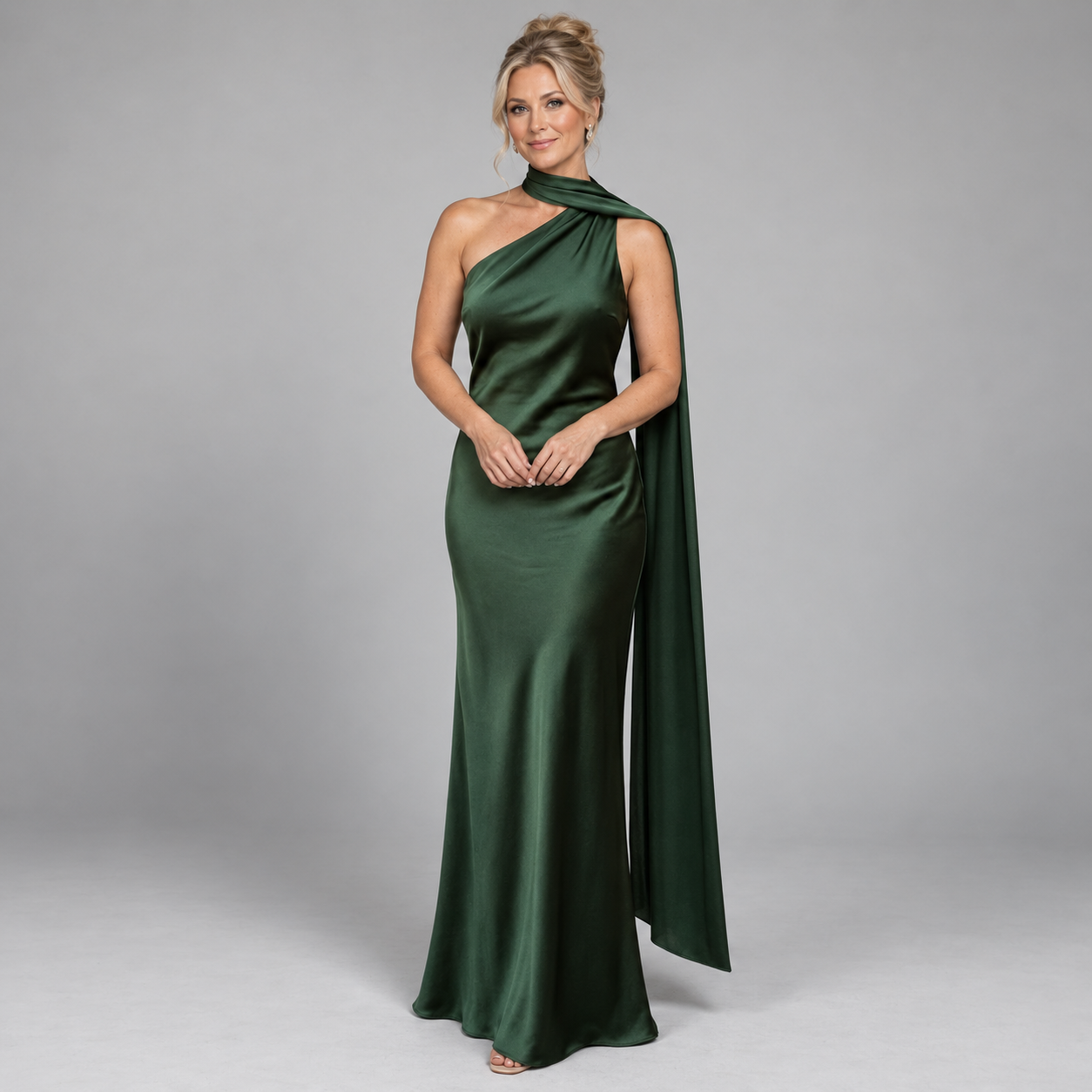 Women's Backless Satin Scarf Cocktail Dress