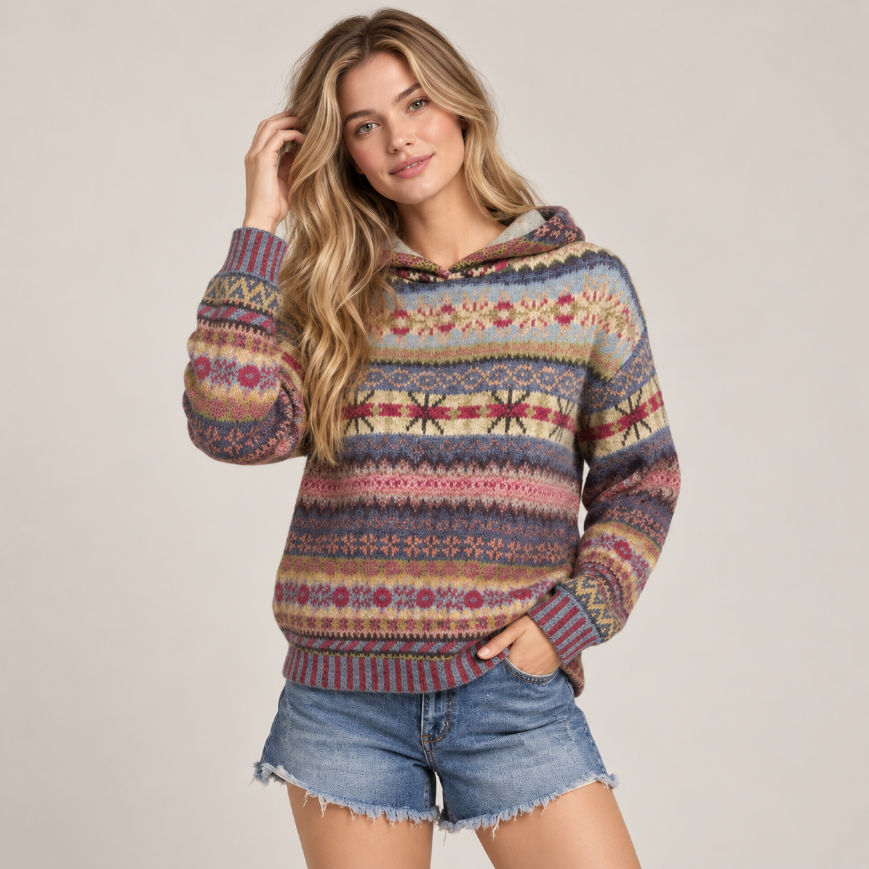 Women's hoodie with ribbed cuffs