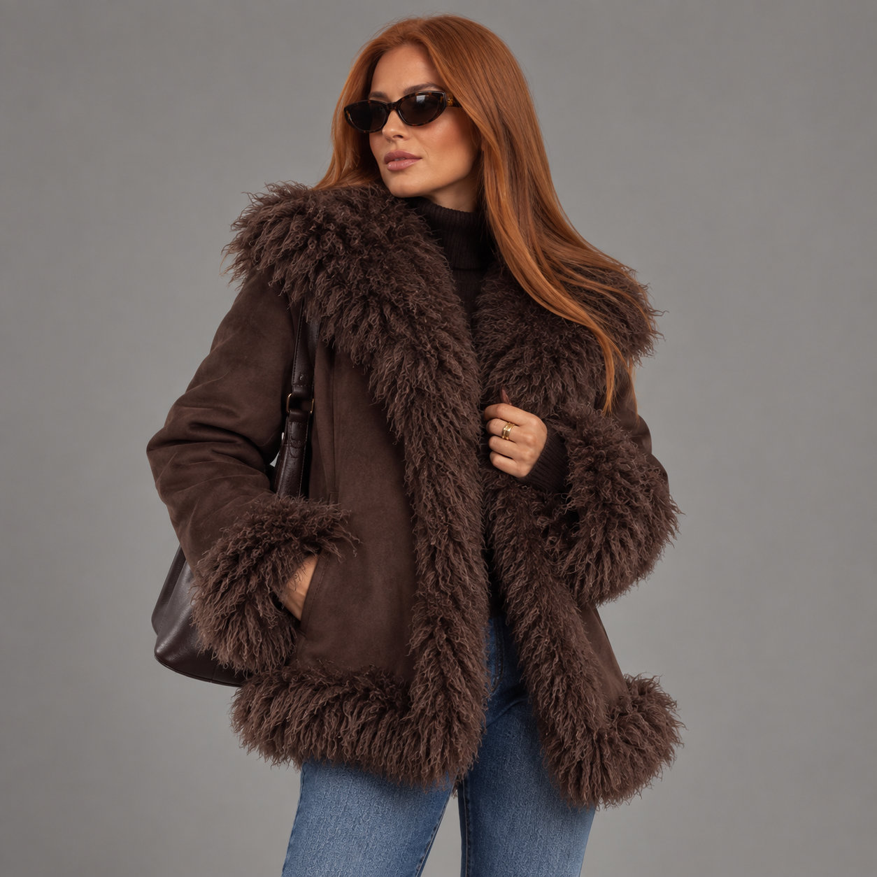 Women's Open Front Faux Fur Coat