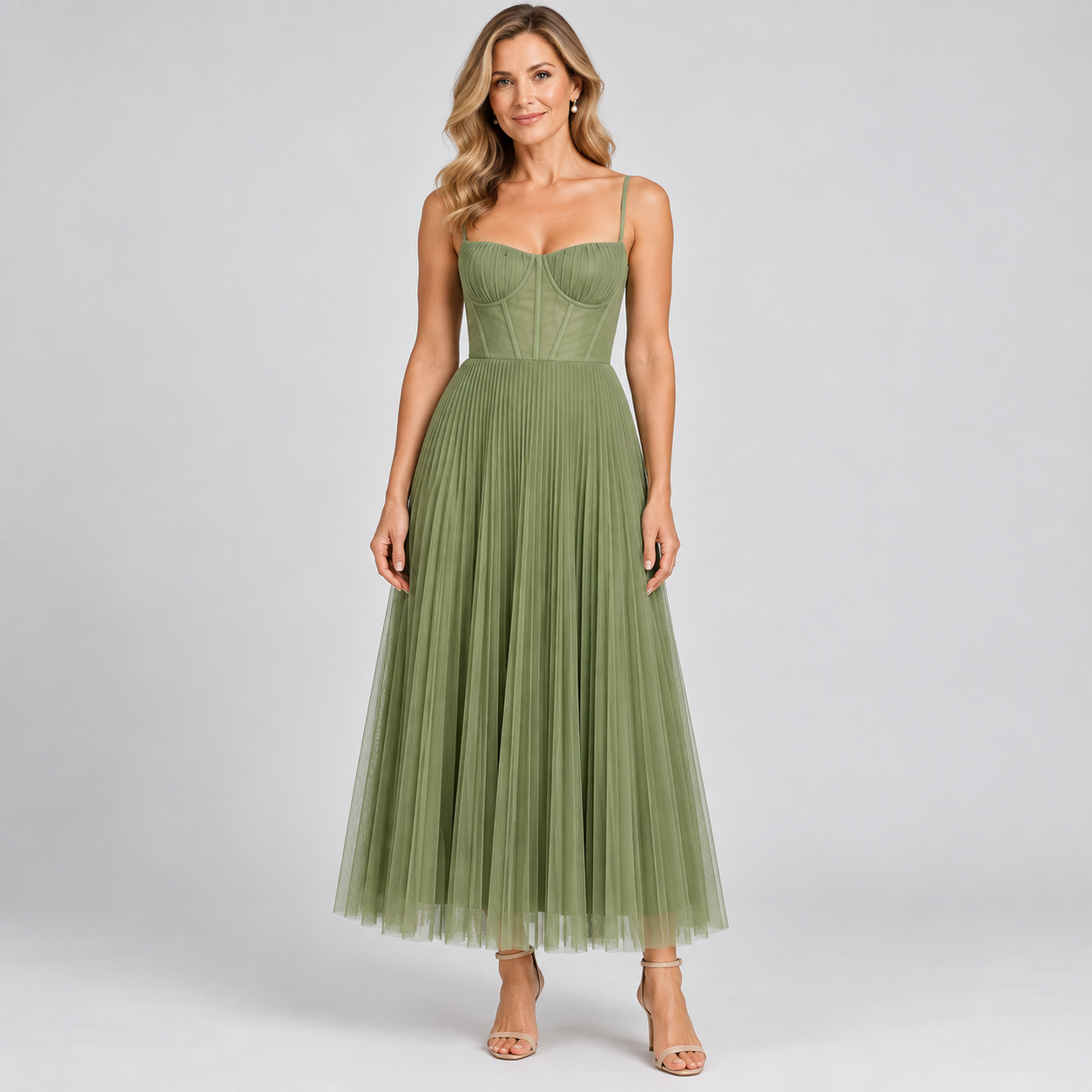 Women’s Elegant Pleated Maxi Dress for Weddings