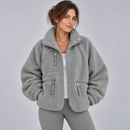 Women's Fleece Teddy Jacket with Buttons