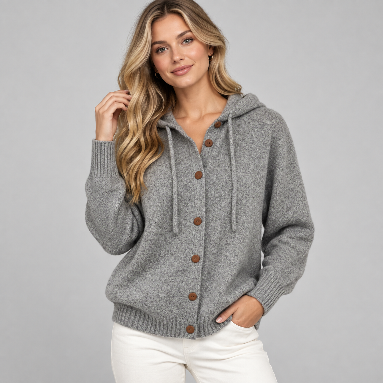 Women’s Cosy Hooded Button-Up Cardigan