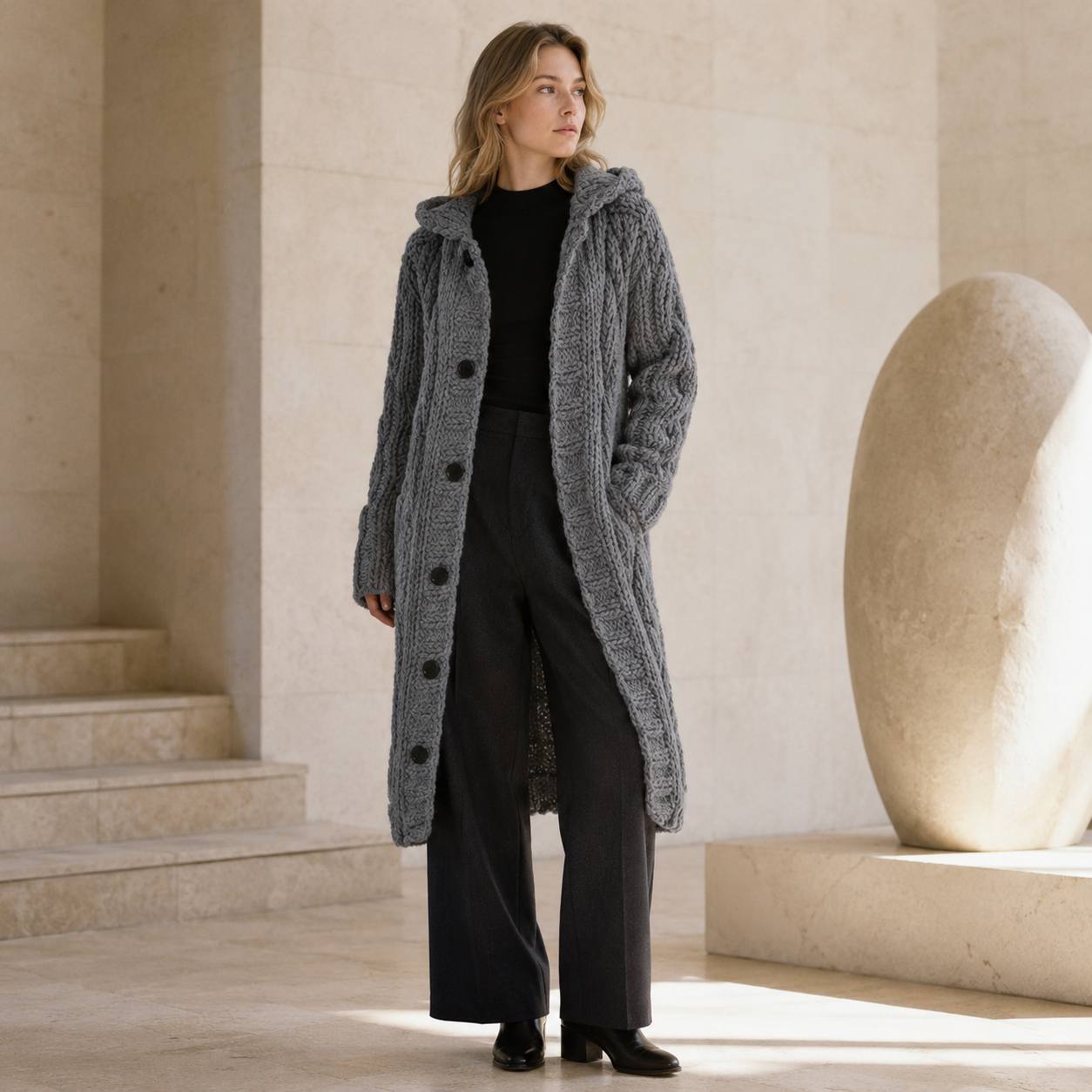 Women’s Longline Button Cardigan