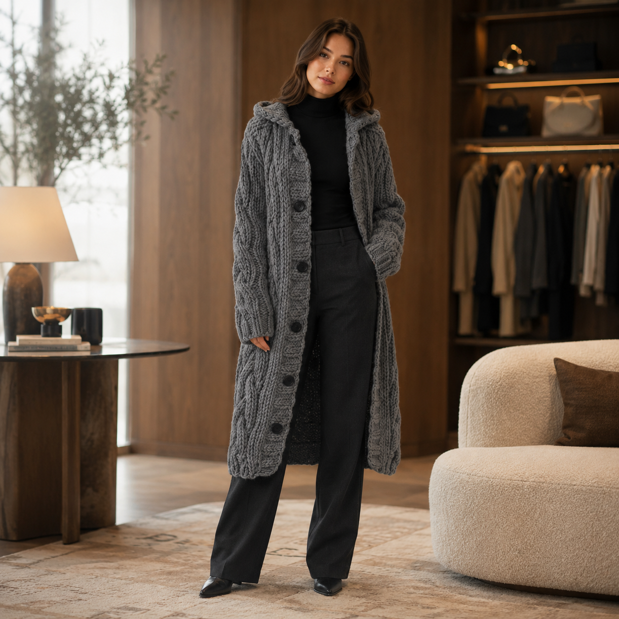 Women’s Longline Button Cardigan
