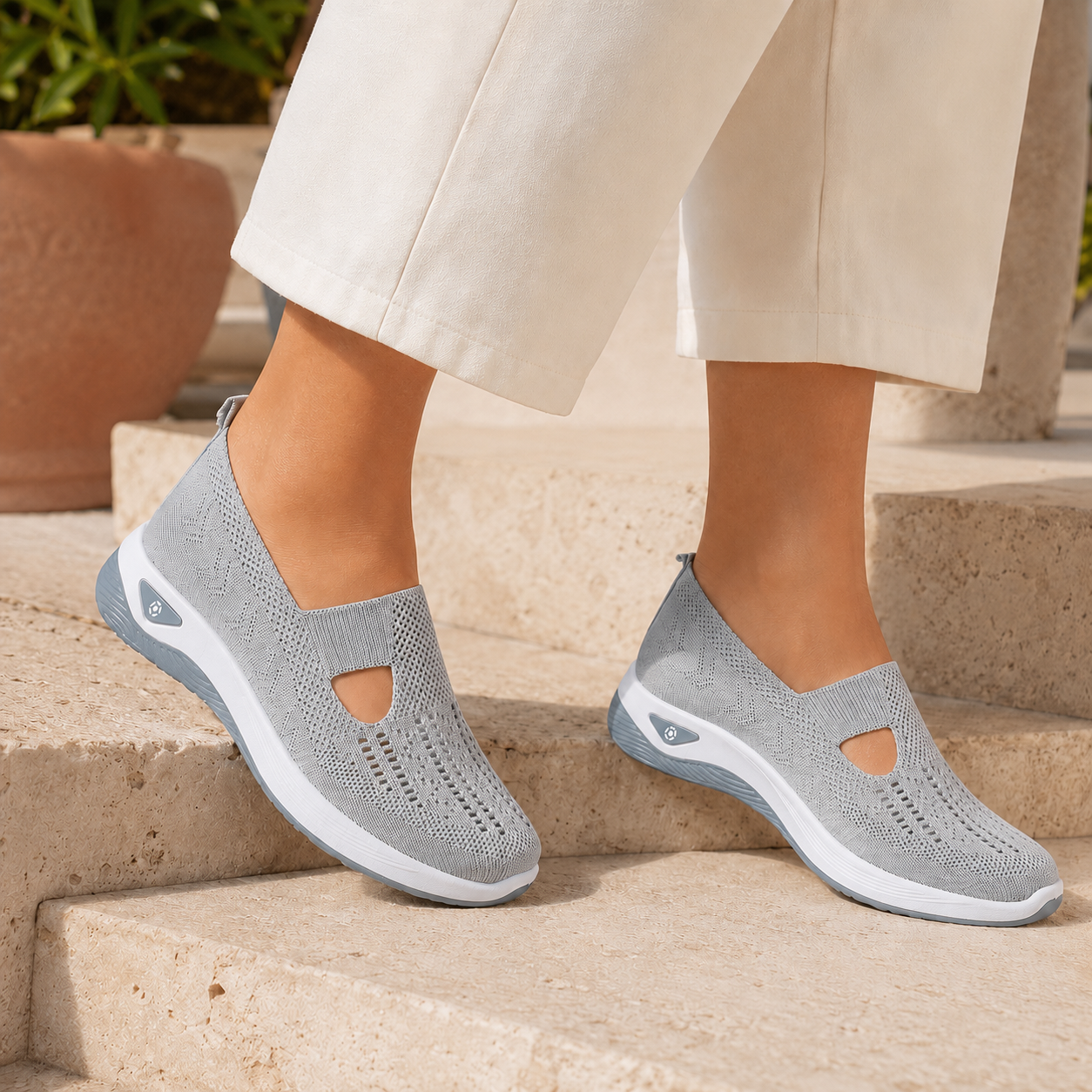 Women’s Cut-Out Knit Slip-On Trainers