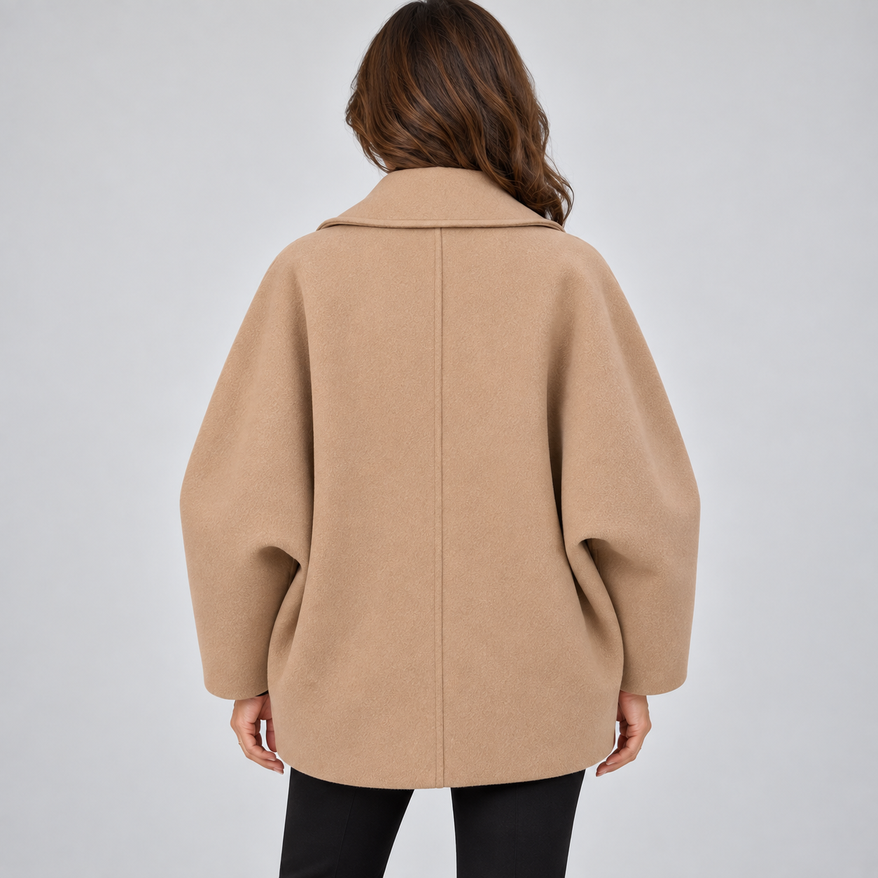 Women's Effortless Khaki Wool Pea Coat